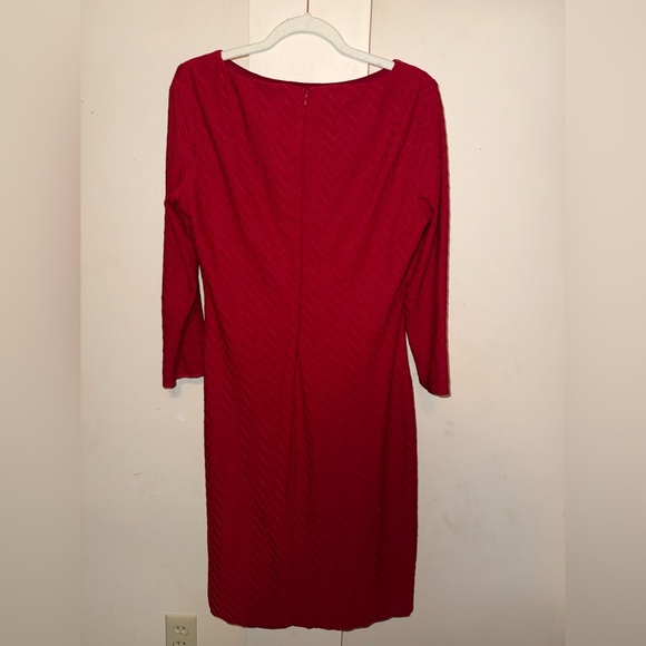 Chaps Red Long Sleeve Pleated Dress - Picture 3 of 5